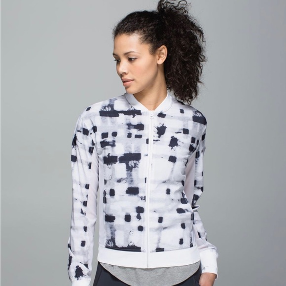 Women Lululemon Noir Jacket II Ghost Weave White black/White size 6 - Picture 1 of 10
